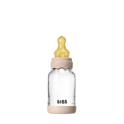 BIBS - Otroška steklena steklenička Boheme 120 ml, lateks - Blush (počasen pretok)