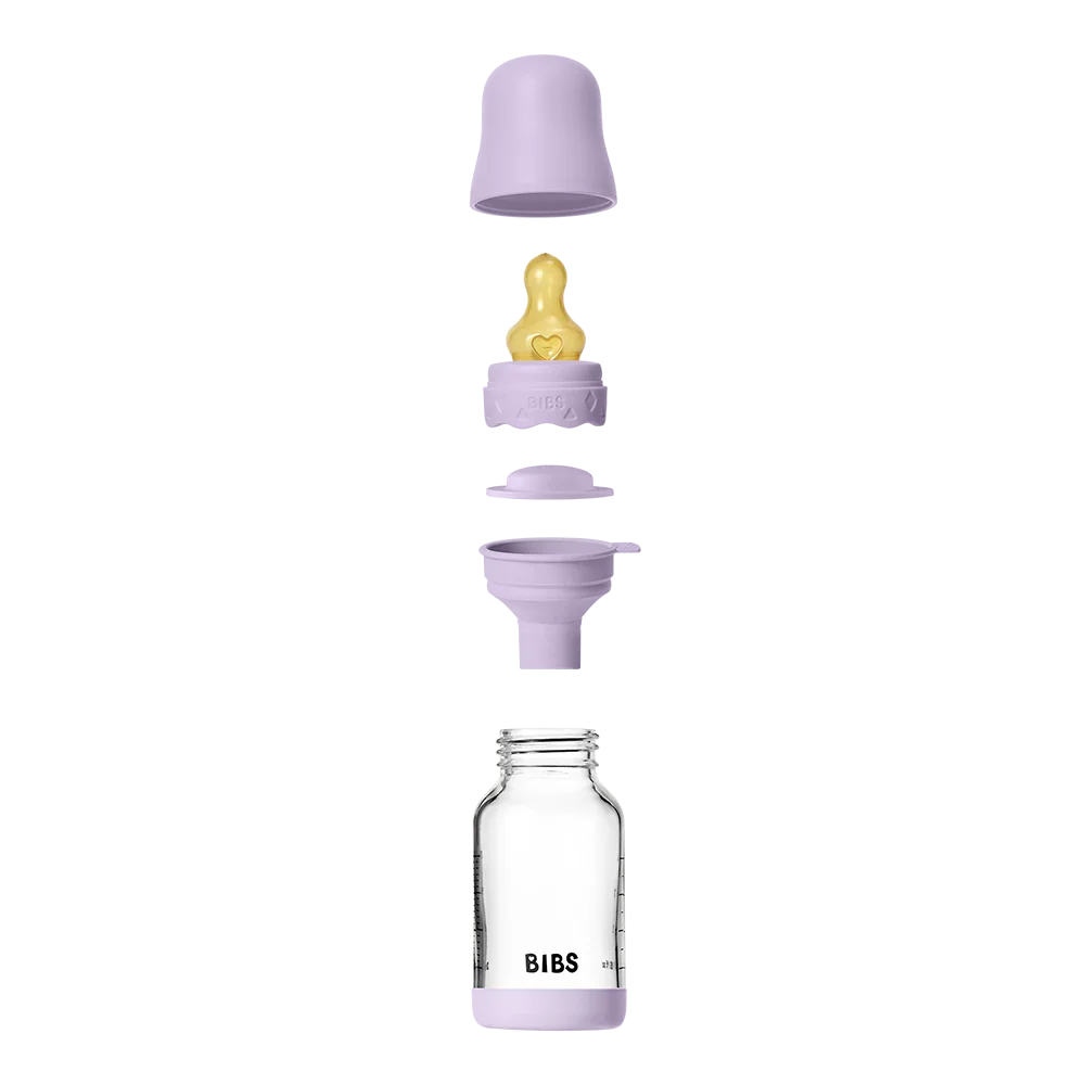 BIBS - Otroška steklena steklenička Boheme 120 ml, lateks - Violet Sky (počasen pretok) - 50192291 Luxbaby