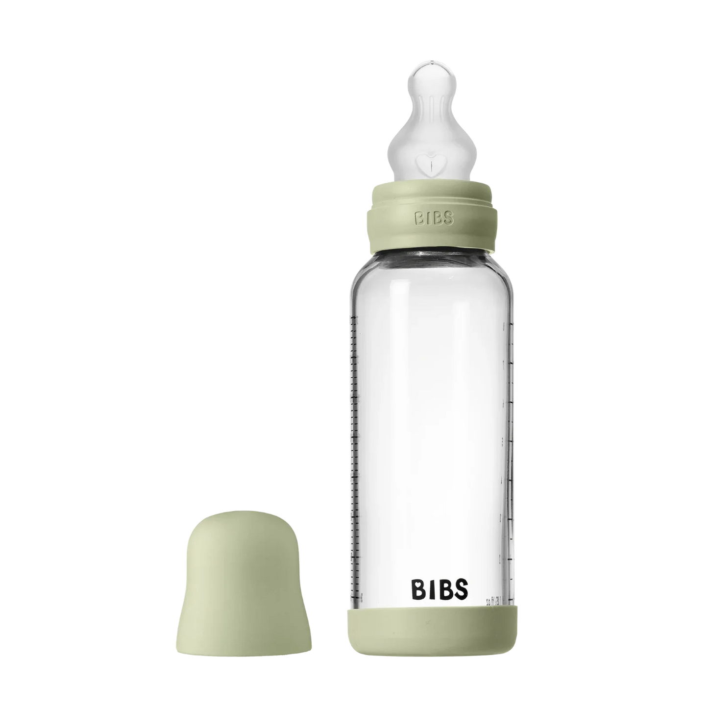 BIBS - Otroška steklena steklenička 240 ml, silikon - Sage (srednji pretok) - 50201250 Luxbaby