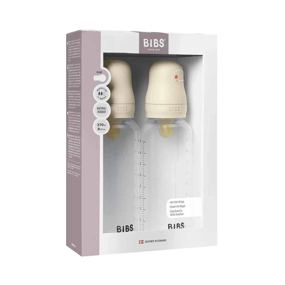 BIBS - Komplet 2 otroških stekleničk 270 ml, lateks - Ivory (srednji pretok) - 5117216 Luxbaby