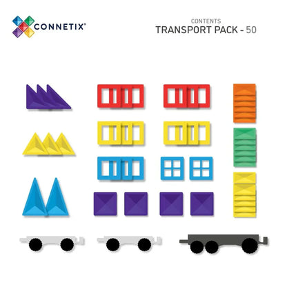 Connetix - Magnetne ploščice - Rainbow Transport Pack (50 kosov)