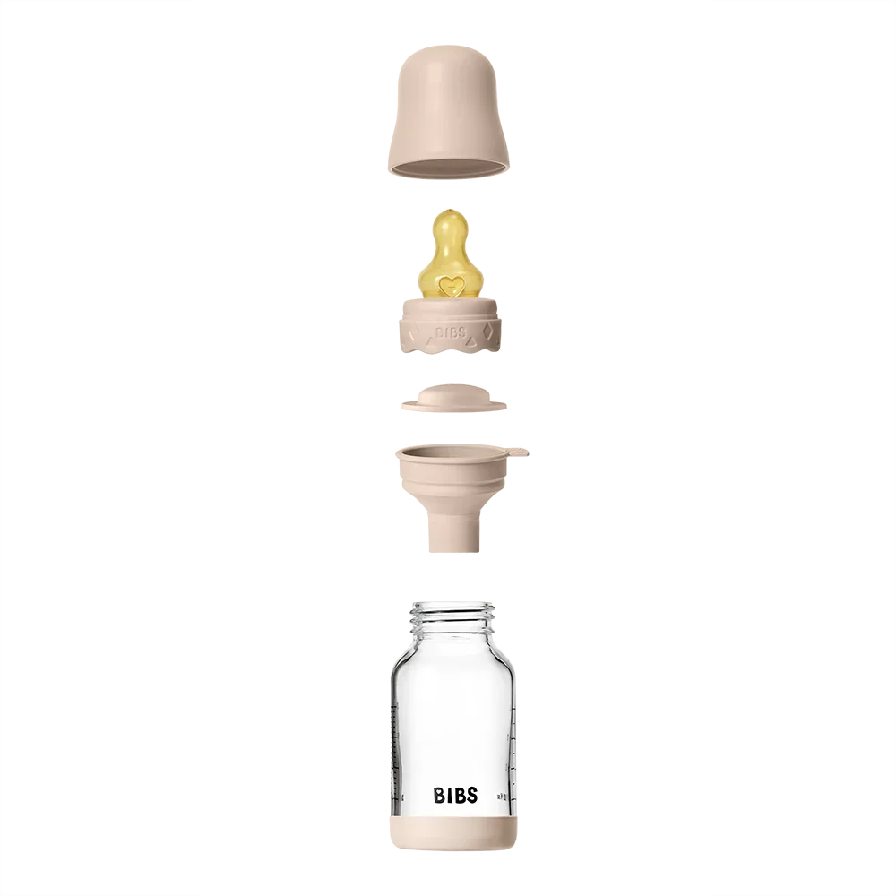 BIBS - Otroška steklena steklenička Boheme 120 ml, lateks - Blush (počasen pretok)