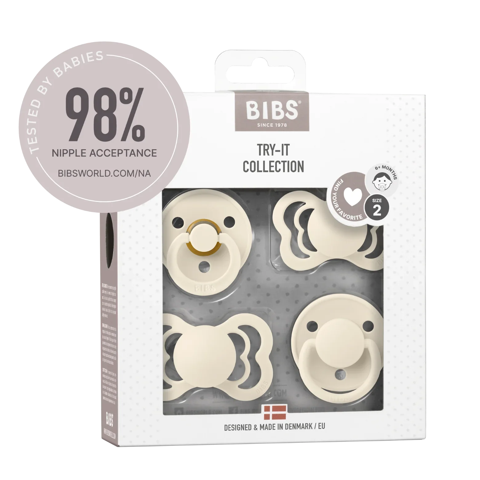 BIBS - Začetni paket 4 dudic, silikon/lateks - Ivory 6m+ (različni cuclji) - 92340 Luxbaby