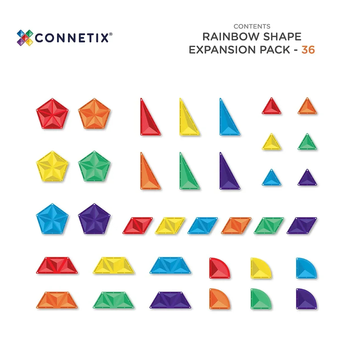 Connetix - Magnetne ploščice - Rainbow Shape Expansion pack (36 kosov)