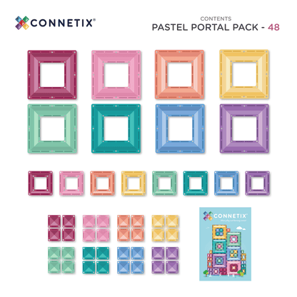 Connetix - Magnetne ploščice - Pastel Portal Pack (48 kosov)