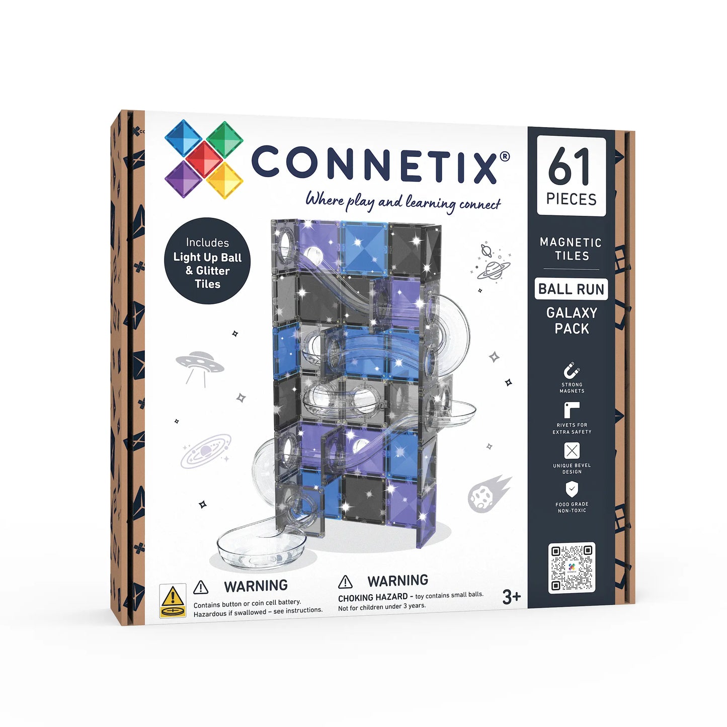 Connetix - Magnetne ploščice - Ball Run Galaxy Pack (61 kosov)