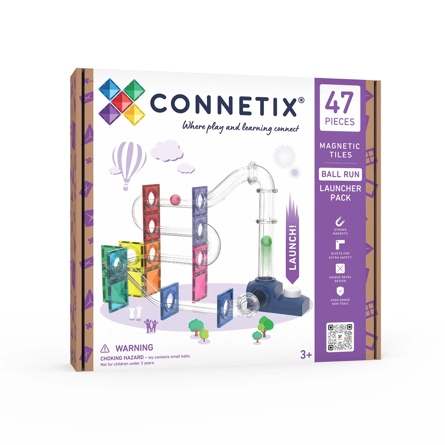 Connetix - Magnetne ploščice - Ball Run Launcher Pack (47 kosov)