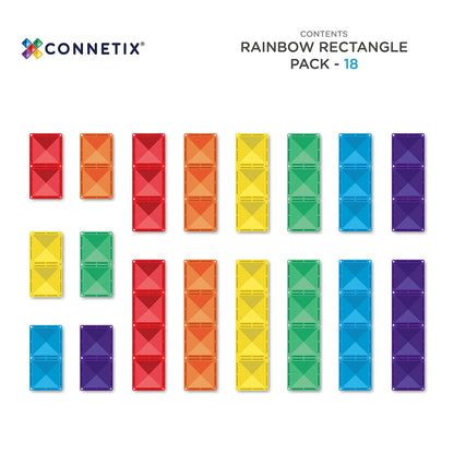 Connetix - Magnetne ploščice - Rainbow Rectangle Pack (18 kosov)
