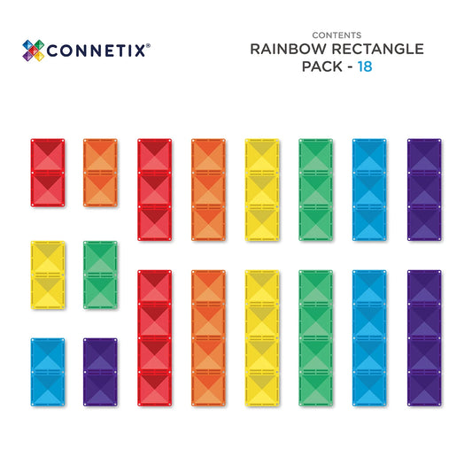 Connetix - Magnetne ploščice - Rainbow Rectangle Pack (18 kosov)