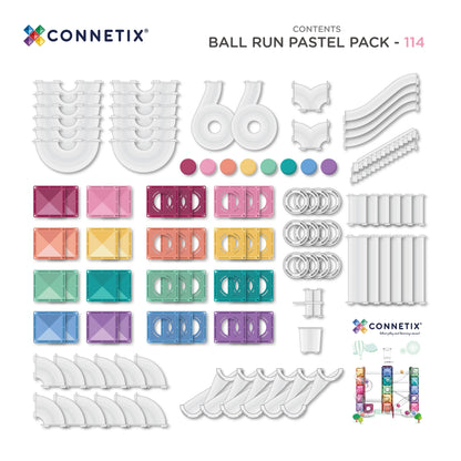 Connetix - Magnetne ploščice - Ball Run Pastel Pack (114 kosov)