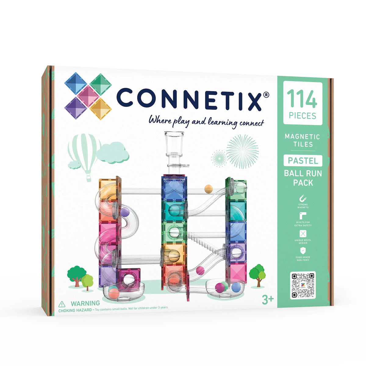 Connetix - Magnetne ploščice - Ball Run Pastel Pack (114 kosov)