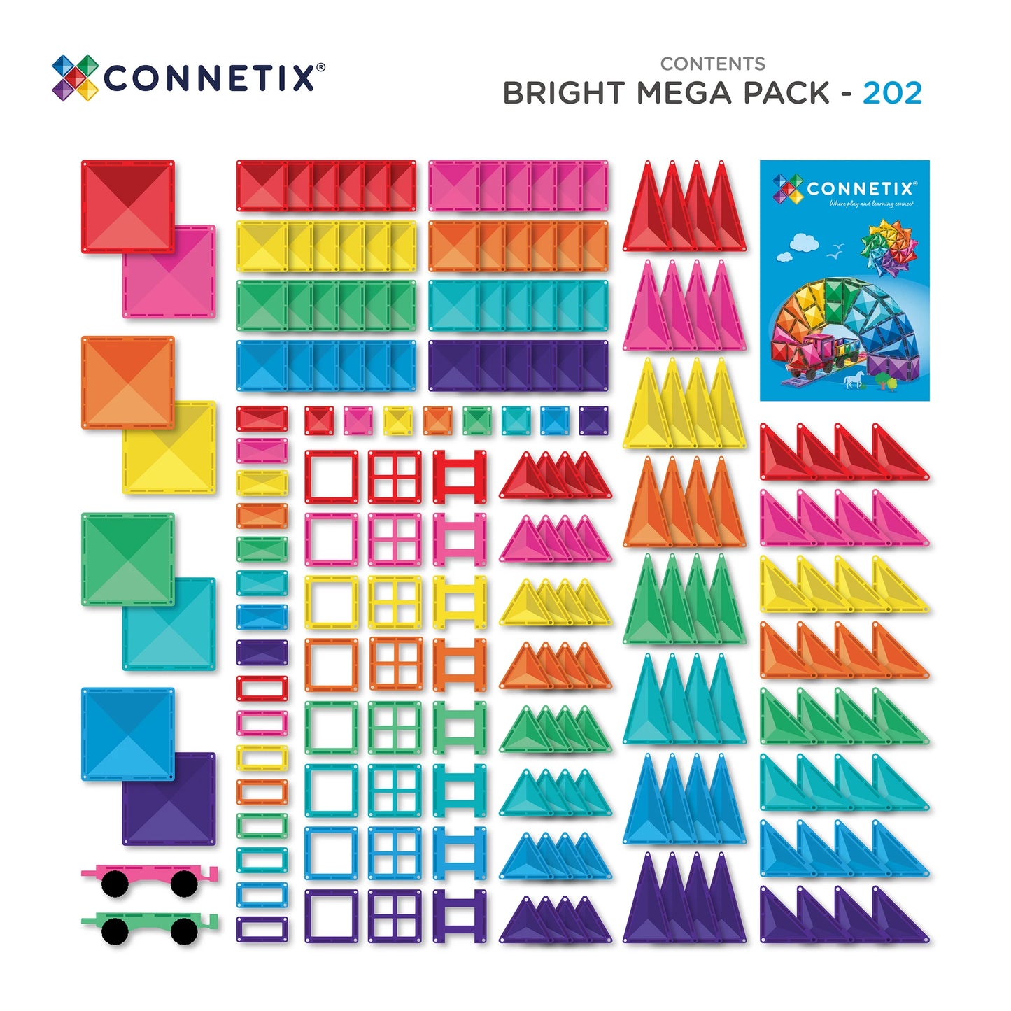 Connetix - Magnetne ploščice - Bright Mega Pack (202 kosa)