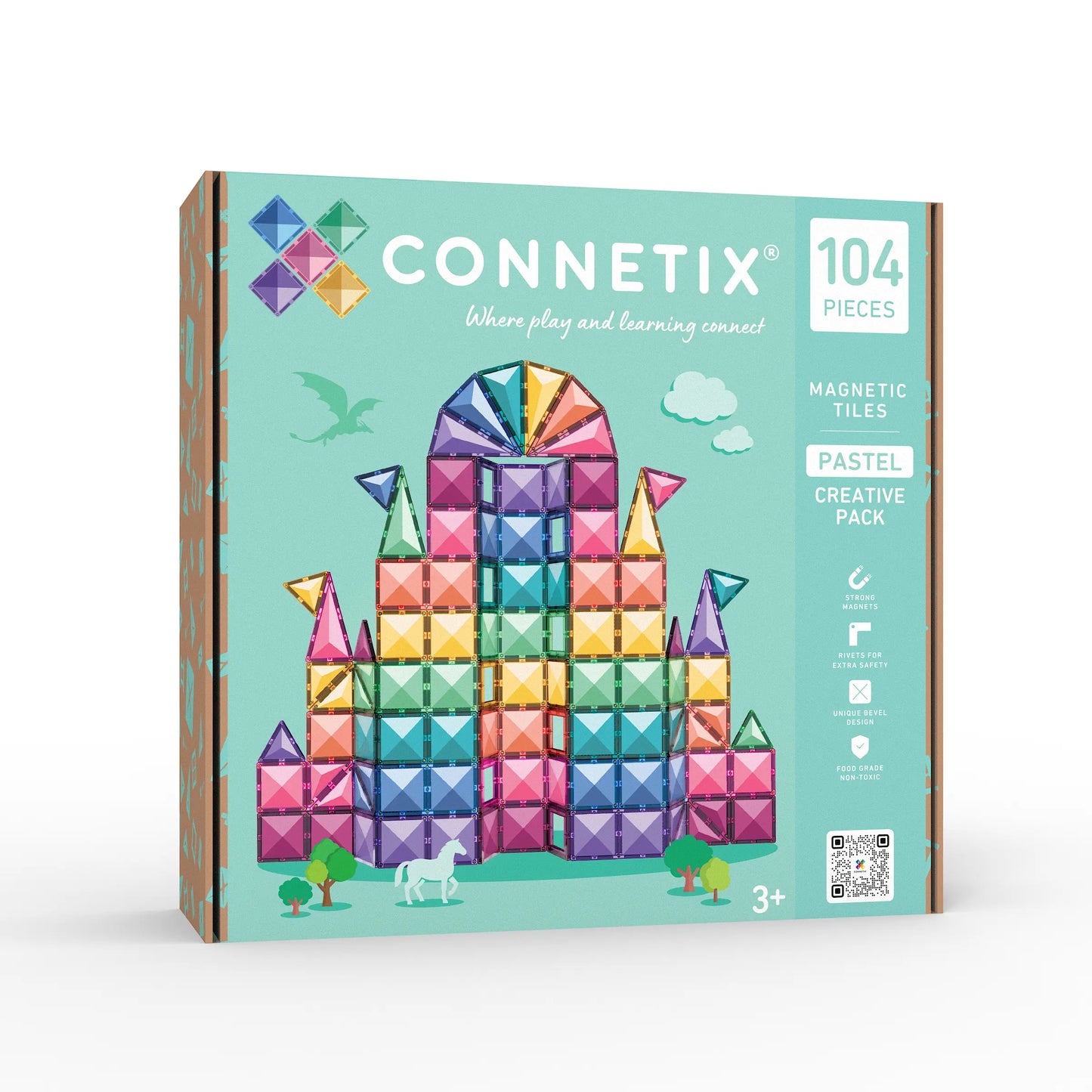 Connetix - Magnetne ploščice - Pastel Creative Pack (104 kosi)