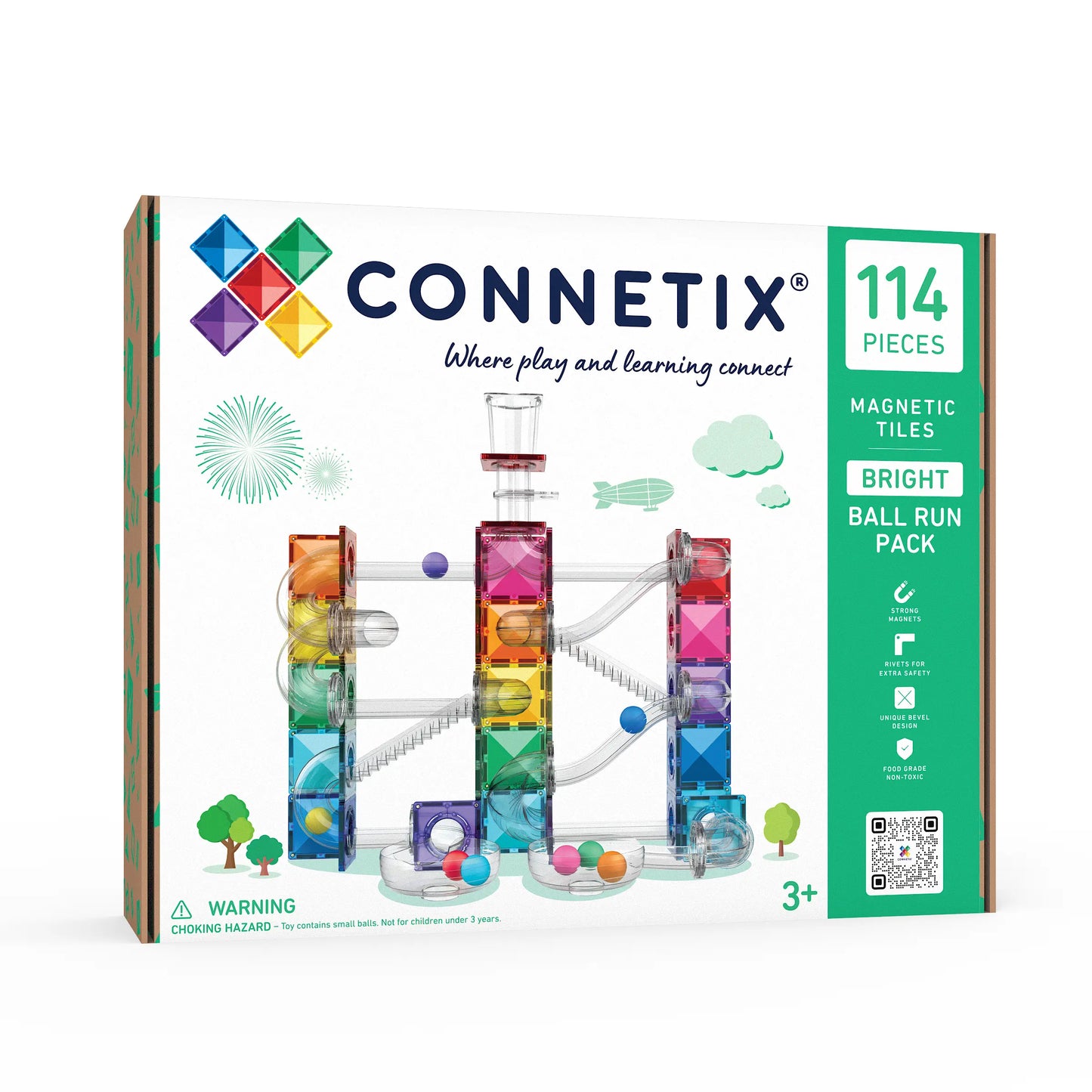 Connetix - Magnetne ploščice - Ball Run Bright Pack (114 kosov)