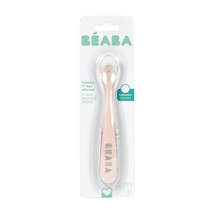 Beaba - Ergonomska silikonska žlička 1st - Cotton Candy