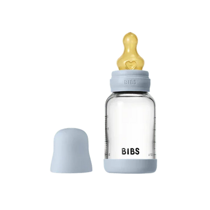 BIBS - Otroška steklena steklenička 120 ml, lateks - Baby Blue (počasni pretok) - 5019231 Luxbaby