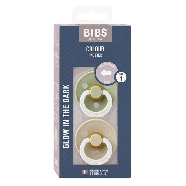 BIBS - Okrogla duda Colour nočna, lateks- Sage/Vanilla Glow