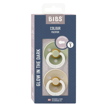 BIBS - Okrogla duda Colour nočna, lateks- Sage/Vanilla Glow
