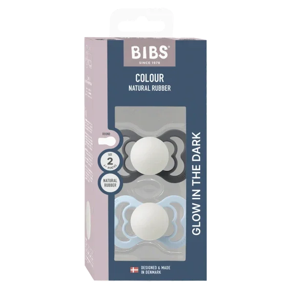 BIBS - Simetrična duda Supreme nočna, silikon - Iron/Baby Blue Glow - 160433 Luxbaby