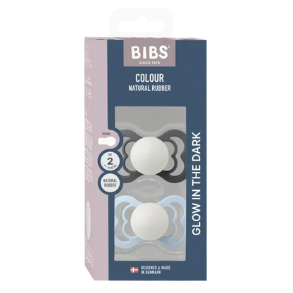 BIBS - Simetrična duda Supreme nočna, silikon - Iron/Baby Blue Glow - 160433 Luxbaby