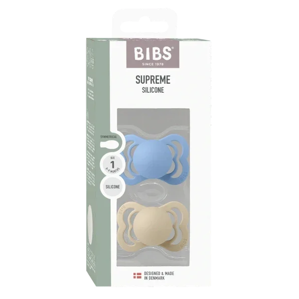BIBS - Simetrična duda Supreme, silikon - Vanilla/Sky Blue - 160432 Luxbaby