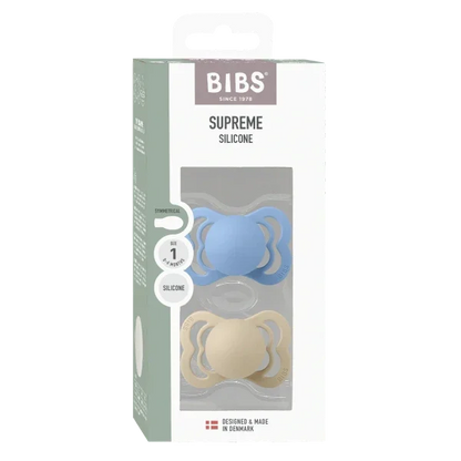 BIBS - Simetrična duda Supreme, silikon - Vanilla/Sky Blue - 160432 Luxbaby