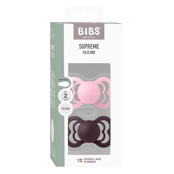 BIBS - Simetrična duda Supreme, silikon - Baby Pink/Plum - 160431 Luxbaby