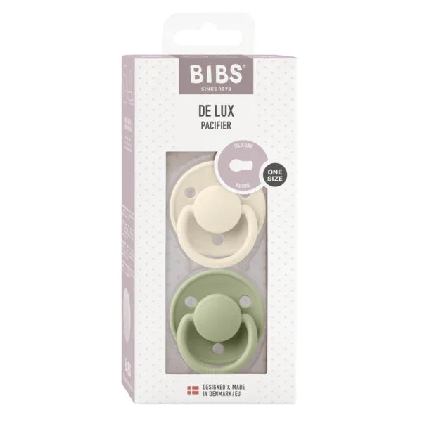 BIBS - Okrogla duda De Lux, silikon - Sage/Ivory (0-36m)