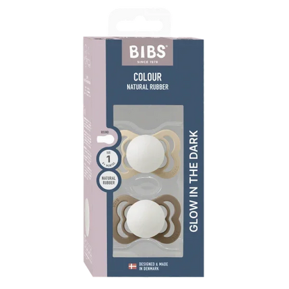 BIBS - Simetrična duda Supreme nočna, silikon - Vanilla/Dark Oak Glow - 160434 Luxbaby