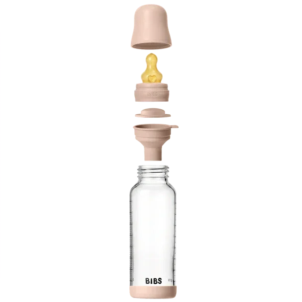 BIBS - Otroška steklena steklenička 240 ml, lateks - Blush (srednji pretok) - 5020244 Luxbaby