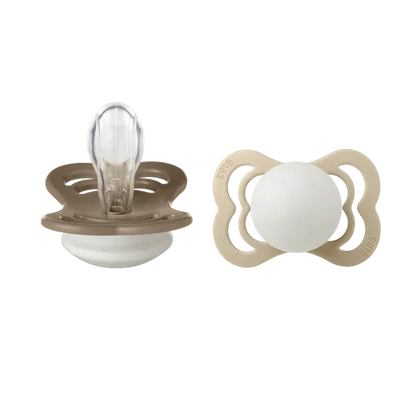 BIBS - Simetrična duda Supreme nočna, silikon - Vanilla/Dark Oak Glow - 160434 Luxbaby