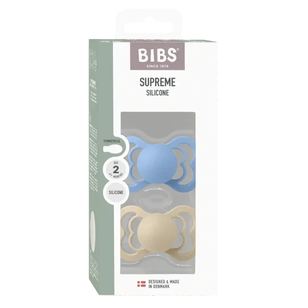 BIBS - Simetrična duda Supreme, silikon - Vanilla/Sky Blue - 160432 Luxbaby