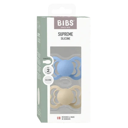 BIBS - Simetrična duda Supreme, silikon - Vanilla/Sky Blue - 160432 Luxbaby