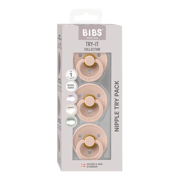 BIBS - Začetni paket 3 otroških dud Colour, lateks - Blush (različni cuclji) - 81342 Luxbaby