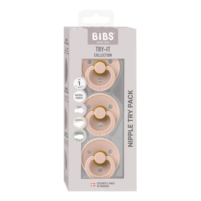 BIBS - Začetni paket 3 otroških dud Colour, lateks - Blush (različni cuclji) - 81342 Luxbaby