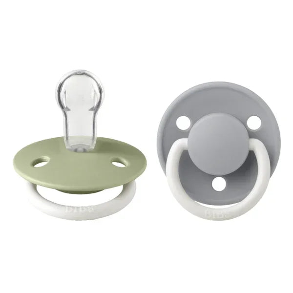 BIBS - Okrogla duda De Lux nočna, silikon - Sage/Cloud Glow (0-36m)
