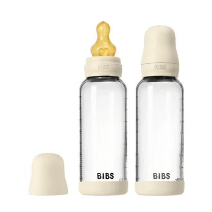 BIBS - Komplet 2 otroških steklenih stekleničk 240 ml, lateks - Ivory (srednji pretok) - 5220216 Luxbaby