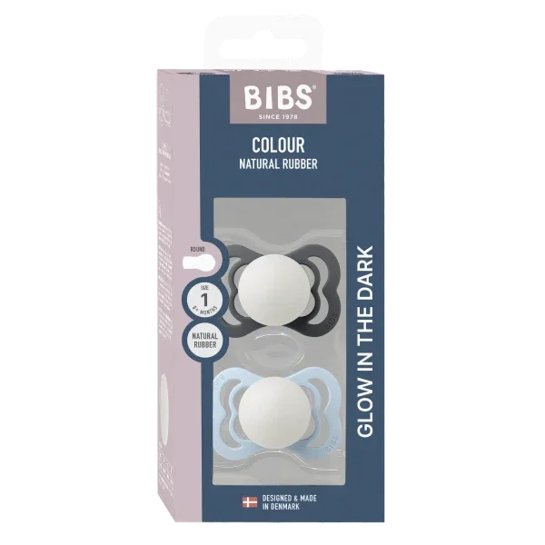 BIBS - Simetrična duda Supreme nočna, silikon - Iron/Baby Blue Glow - 160433 Luxbaby