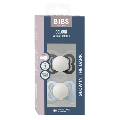 BIBS - Simetrična duda Supreme nočna, silikon - Iron/Baby Blue Glow - 160433 Luxbaby