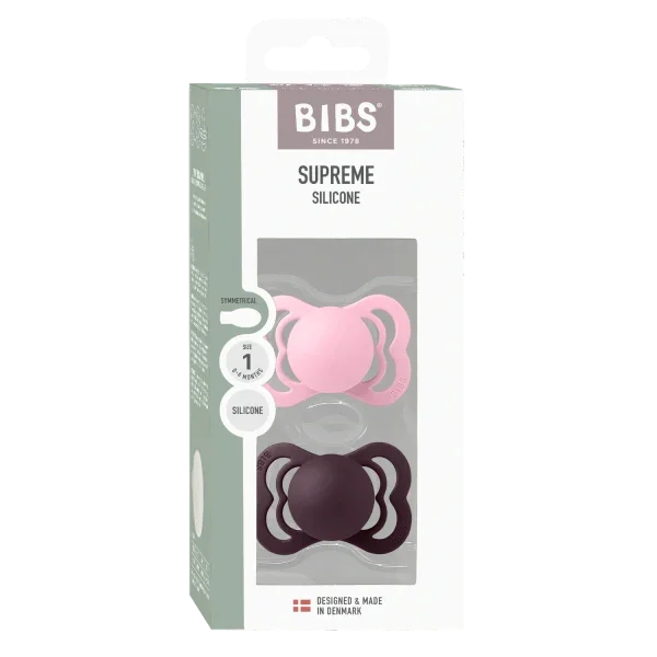 BIBS - Simetrična duda Supreme, silikon - Baby Pink/Plum - 160431 Luxbaby