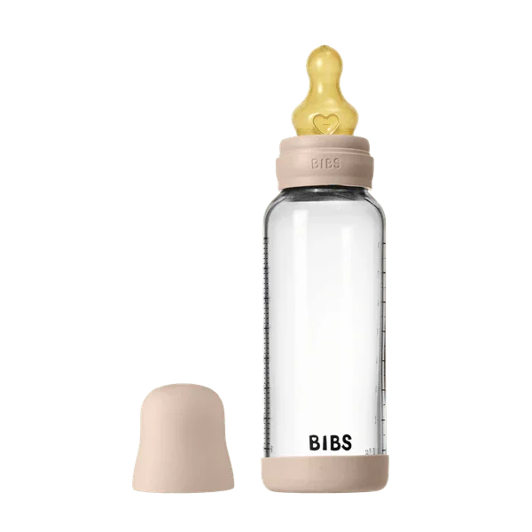 BIBS - Otroška steklena steklenička 240 ml, lateks - Blush (srednji pretok) - 5020244 Luxbaby